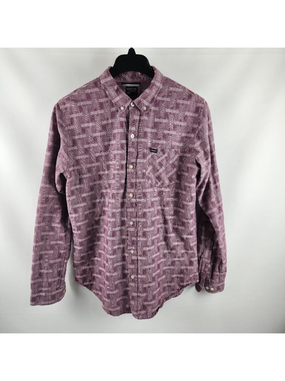 RVCA Shirt Mens Large Purple Geometric Textured L/S Button Down